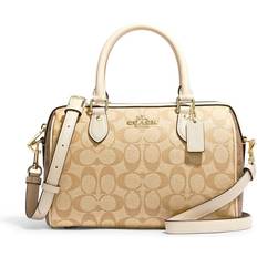 Coach Rowan Satchel In Blocked Signature Canvas - Gold/Light Khaki Multi