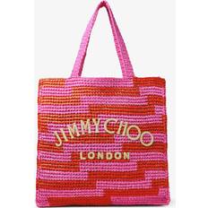 Roze Tassen en boodschappentassen Jimmy Choo Beach NS Raffia Tote