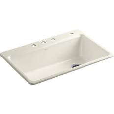 Kitchen Sinks KOHLER K-5871-4A2-96 Riverby Kitchen Sink, Biscuit