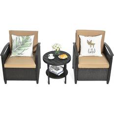 Black Bistro Sets Costway 3PCS Bistro Set