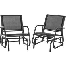 Gray Outdoor Rocking Chairs OutSunny Outdoor Gliders Pack of 2