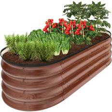 Best Choice Products Pots & Planters Best Choice Products 4x2x1ft Raised Metal Oval Garden Planter Box Vegetables Flowers