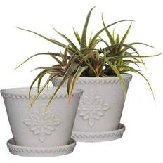 Southern Patio 8 Ceramic Lorna Planter Pearl White Pack of 2