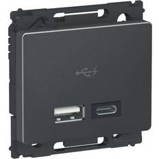 Stikkontakter med usb Lauritz Knudsen Opus66 Usb Lader Type A&c 2,4a Koksgrå