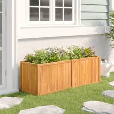 vidaXL 150 50 Solid Teak Wood Raised Bed Garden Flower Boxes Pots