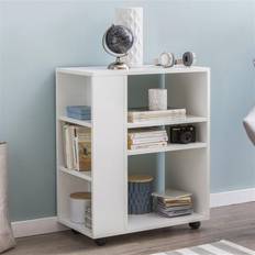 Wohnling Hvidt Sidebord Med Hjul 60 x 75 x 35 cm Bogreol