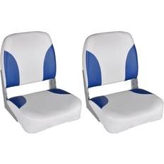 Boat Ladders vidaXL Boat Seats 2 pcs Foldable Backrest Blue-white Pillow 41x36x48cm Blue and white