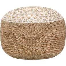 vidaXL Pouf Lavorato A Mano Bianco 45x30 cm Puf