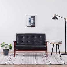 vidaXL Tweezitsbank Kunstleer Zwart