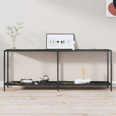 vidaXL black Tempered Console Table