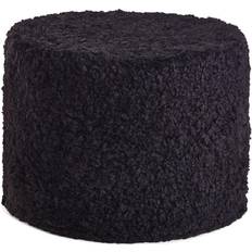 Negro Pufs Natures Collection Curly Wool Pouffe, Black Puf