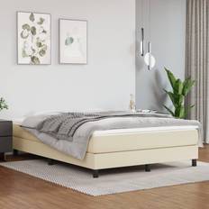 vidaXL de Lit Rembourré Lit Double Adulte Meuble de Chambre Coucher Intérieur Crème 140x200x20 cm Matelas à Ressorts