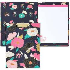 Beige Paper Storage & Desk Organizers Floral Clipboard Folio with Notepad, Low