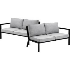 Tekstil Modulsofaer Havemøbler Brafab Belfort 2-Personsers H+V Sort Grå 144 x 88 cm Modulsofa