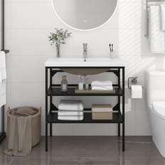 Lavabos de baño vidaXL Estructura De Baño Incorporado Hierro Negro