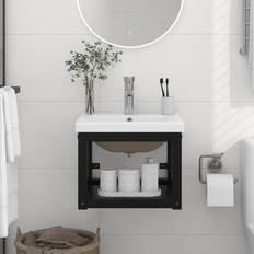 Lavabos de baño vidaXL Estructura De Baño Con Lavabo Incorporado Hierro Negro