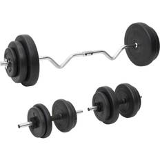 Træningsudstyr vidaXL curl-vægtstang og håndvægt med skiver 60 kg