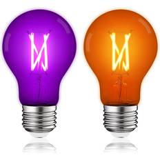 Light Bulbs Luxrite A19 Halloween LED Purple and Orange Light Bulbs 4.5W=60W UL E26 Indoor Outdoor Holiday Lighting N 1