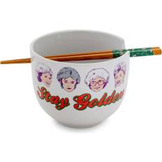 Oro Posate per Bambini Silver Buffalo The Golden Girls "Stay Golden" 20-Ounce Ceramic Ramen Bowl and Chopstick Set