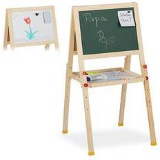 Escritorios Relaxdays Pizarra Infantil Doble 77 x 39 x 44.5 cm Marrón