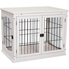 Pawhut Small Dog Crate Furniture Cage End Table with Two Sides Opening