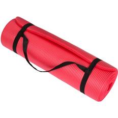 Red Wrist Wraps Wakeman Camping Sleeping Yoga Mat Thick .50 Half Inch Padding Foam Travel 71 x 24