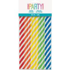 Unique Party Assorted Solid Color High Count Paper Straws 40ct
