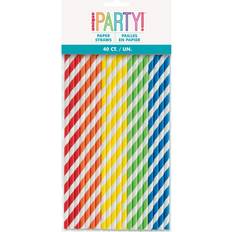 Punainen Pillit Unique Party Papperssugrör Multi 40-pack