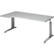 Möbel röhr Techno höhenverstellbarer Schreibtisch hellgrau L-Form, C-Fuß-Gestell silber 180,0 x 80,0/100,0 cm