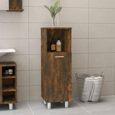 Muebles de Baño vidaXL Armario De Baño Madera Contrachapada Roble Ahumado 30x30x95 cm