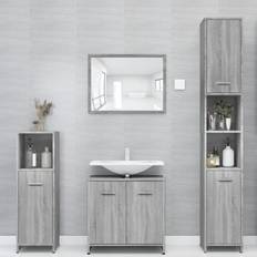 vidaXL Armario De Baño Madera Contrachapada Gris 30 x 30 x 183.5 cm