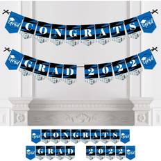 Blue Garlands & Confetti Big Dot of Happiness Blue Graduation Bunting Banner Party Decorations Congrats Grad 2023