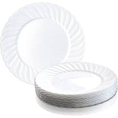 9" White Flair Plastic Buffet Plates 180 Plates White