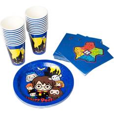 Blue Paper Cups Silver Buffalo Harry Potter Animiertes Chibi Geschirr Pappteller Tassen Servietten Party Pack Set 60 Stück