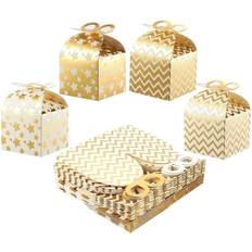 Paper Gift Boxes for Party Favors, Gold Foil 3.7 x 3.2 Inches, 36-Pack