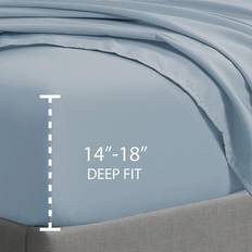 Swift Home Full Fitted Double Brushed Ultra Soft 16 Deep Bed Sheet Blue