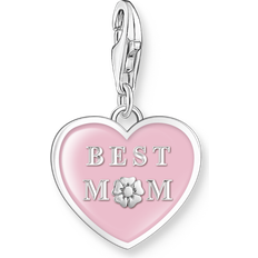 Thomas Sabo Silver Pink Heart Best Mum Charm