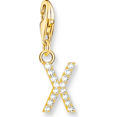 Thomas Sabo Charm-hängsmycke bokstaven X med vita stenar guldpläterad