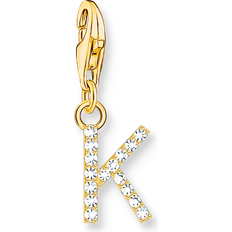 Vitt guld Berlocker & Hängen Thomas Sabo Charm-hängsmycke bokstaven med vita stenar guldpläterad