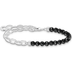 Thomas Sabo Charm bracelet with black onyx beads and chain links silver black A2098-130-11-L17