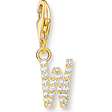 Thomas Sabo Charm Pendant Letter W With White Stones - Gold
