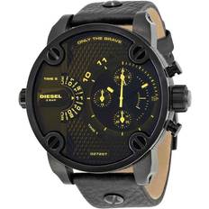 Diesel bad Diesel DZ7257 Bad Ass Chronograaf Blauwe Wijzerplaat Zwart Leer Herenhorloge One Size