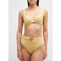 Yellow Bikinis WeWoreWhat Claudia Ruched Bikini Top - Desert