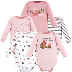 Hudson Baby Cotton Long-Sleeve Bodysuits - Girl Camping Animals