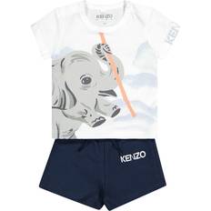 Kenzo Autres Ensembles Kenzo Baby Elephant Graphic Tee & Shorts Set - White/Blue