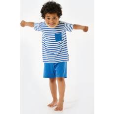 Natur Pyjamasar Barnkläder Schiesser Jungen, Pyjama, Boys World Schlafanzug, Blau, 116