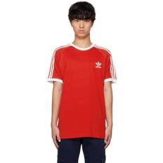 Adidas Red T-shirts Adidas Originals Red Adicolor Classics 3-Stripes T-Shirt