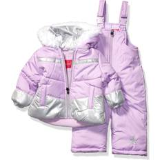 Purple Winter Sets Children's Clothing London Fog Girls Snowsuit with Snowbib and Puffer Jacket