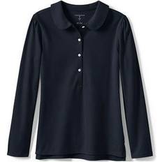 Tops Lands End School Uniform Girls Long Sleeve Peter Pan Collar Polo Shirt