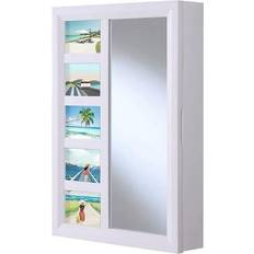 Jewelry Proman Products Venice Wall Mount Jewelry Armoire, Jewelry Cabinet, Jewelry Storage with Photo Frame, Mirror, Drawers White